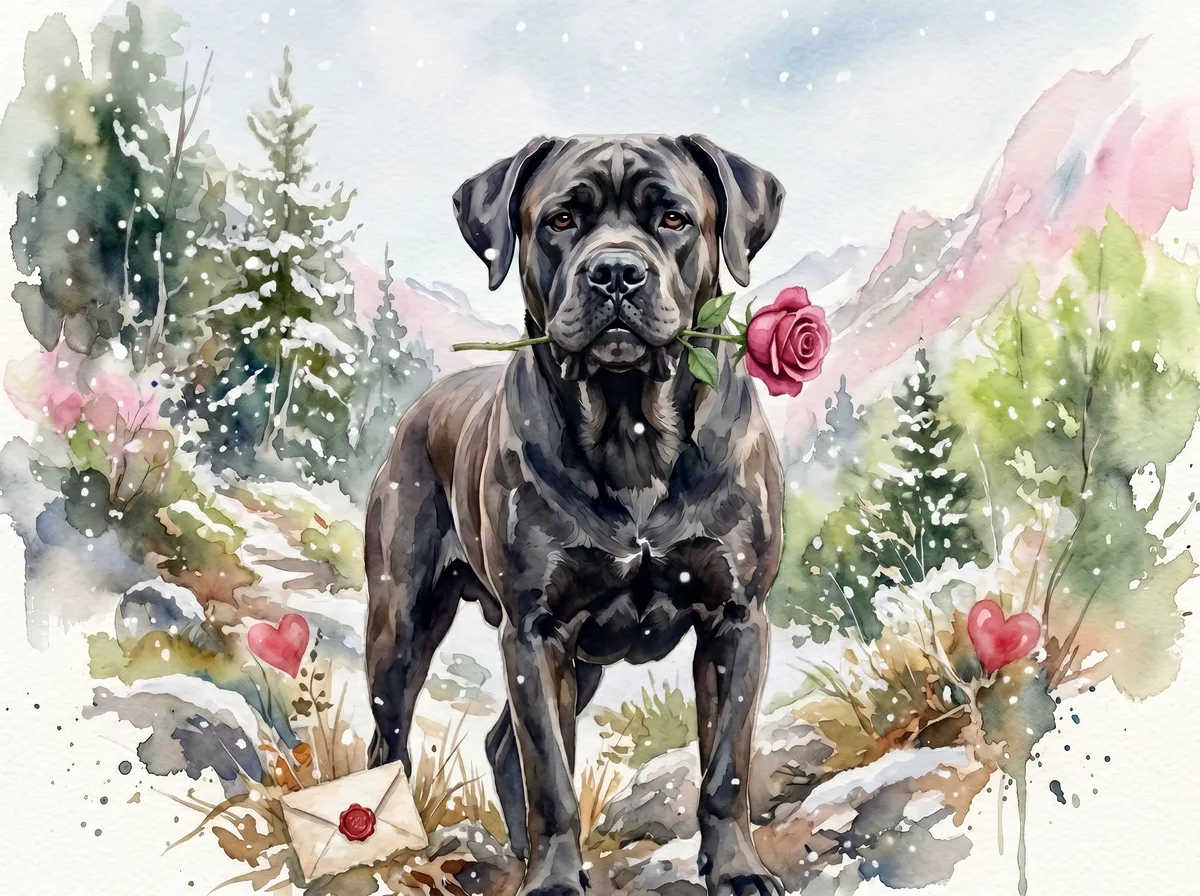 Cane Corso watercolor calendar month 2